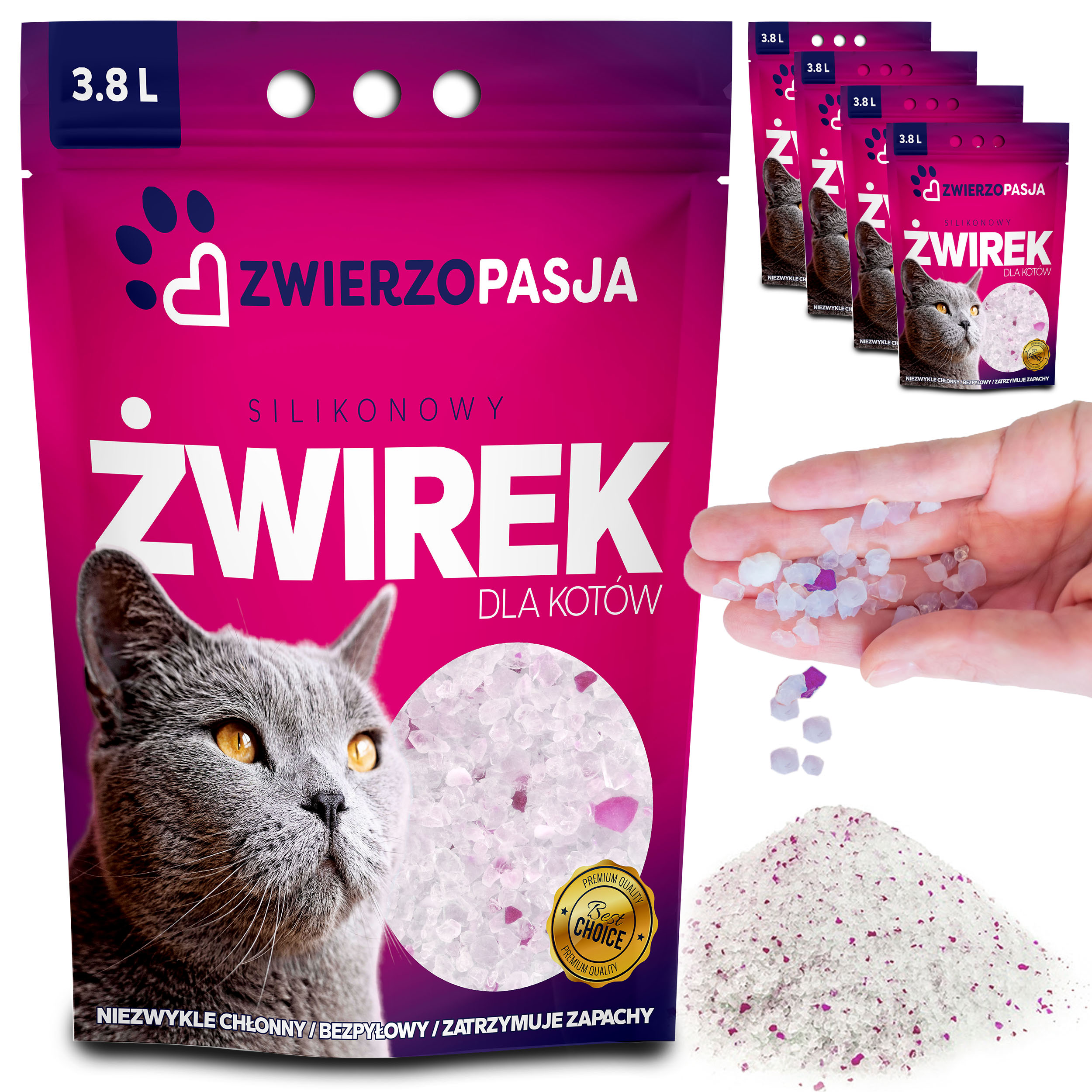 web Silikonowy żwirek dla kota ZWIERZOPASJA komplet 5 X 3,8 L